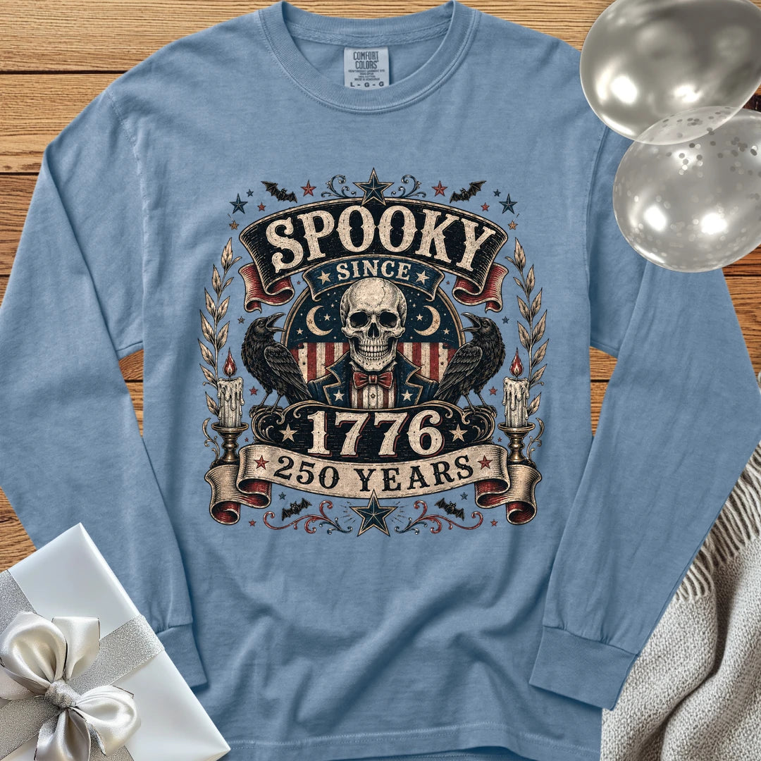Spooky Since 1776 - Premium Halloween America 250 Long Sleeve T-Shirt - Blue Jean