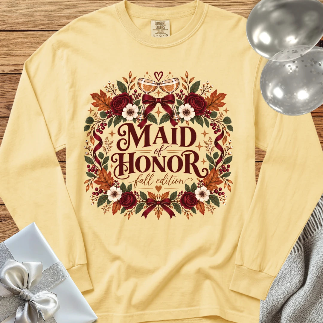 Maid of Honor, Fall Edition - Premium Wedding Long Sleeve T-Shirt - Butter