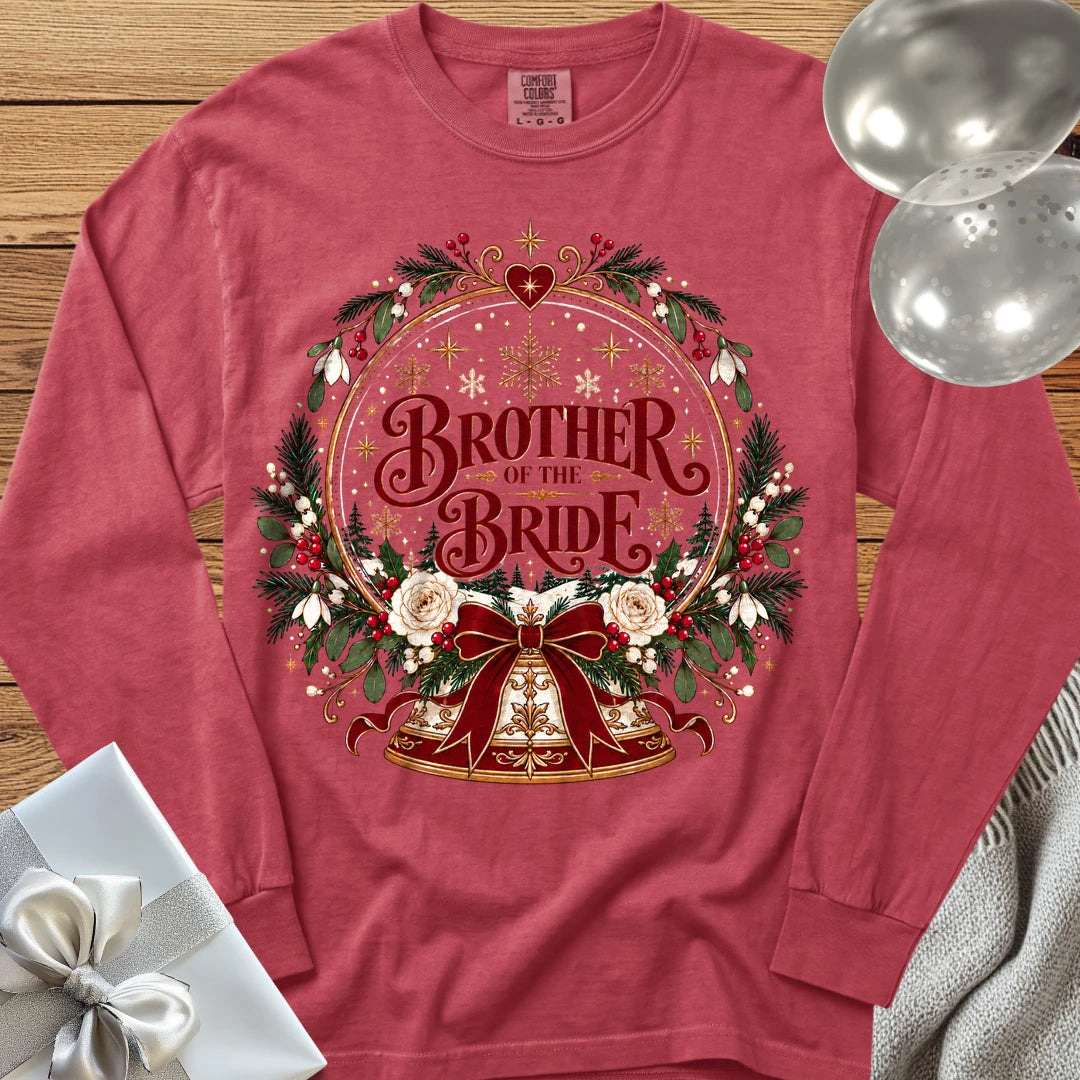 Brother of the Bride - Premium Snowglobe Wedding Long Sleeve T-Shirt - Crimson