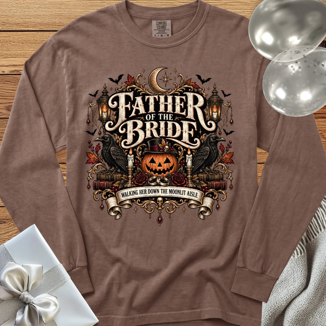 Father of the Bride, Walking Her Down the Moonlit Aisle - Premium Halloween Long Sleeve T-Shirt - Espresso