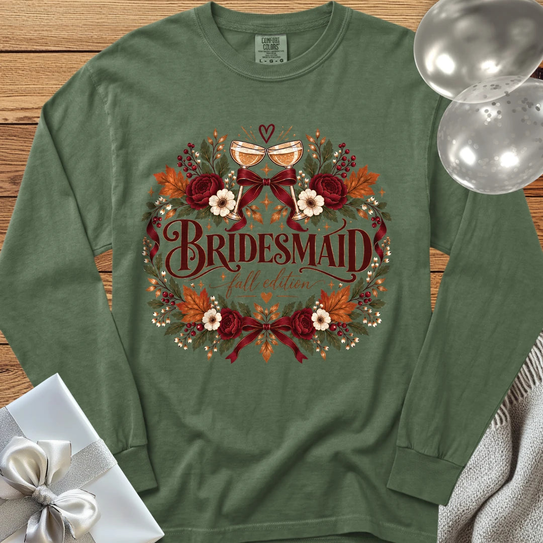 Bridesmaid, Fall Edition - Premium Wedding Long Sleeve T-Shirt - Hemp