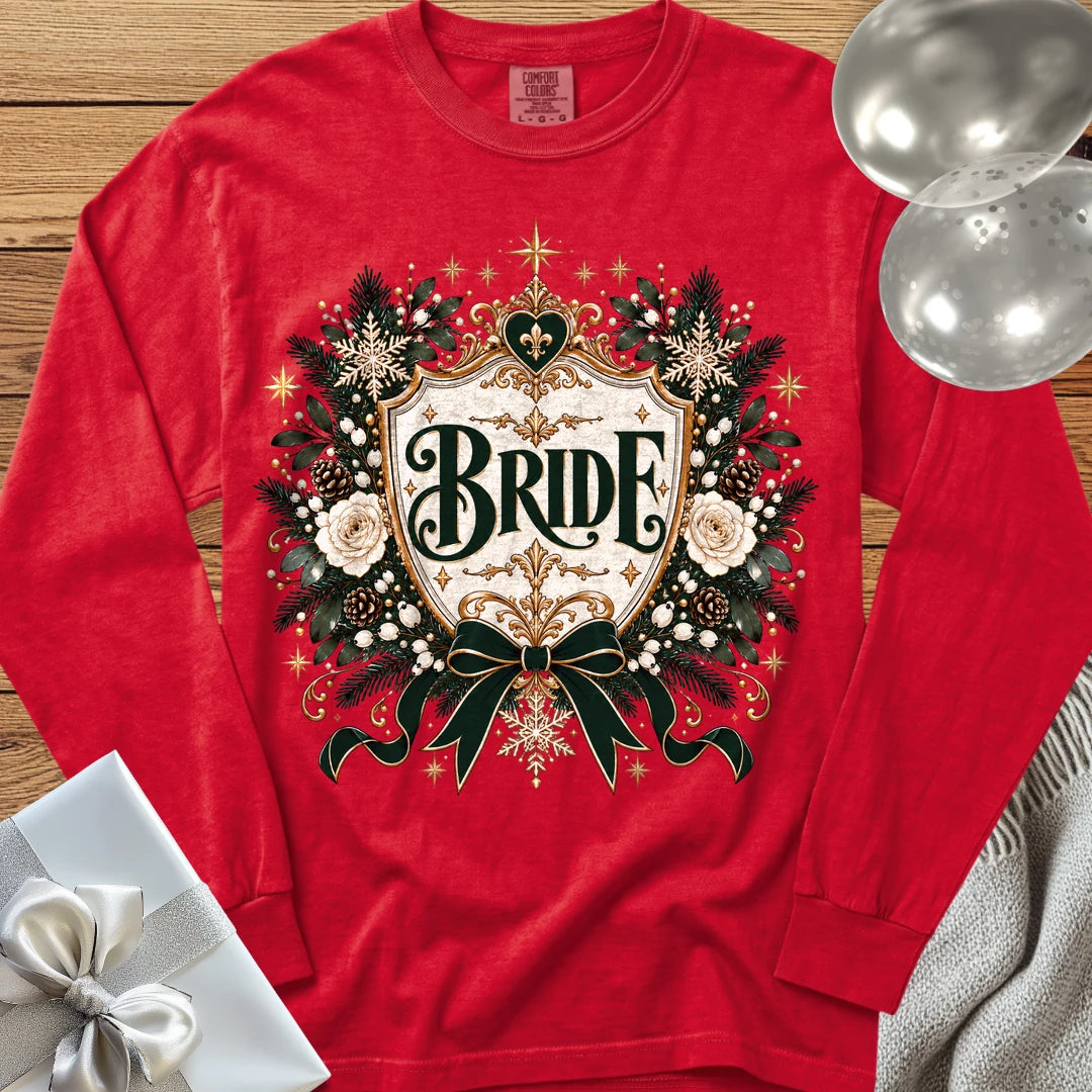 Bride - Premium Winter Heirloom Wedding Long Sleeve T-Shirt - Red