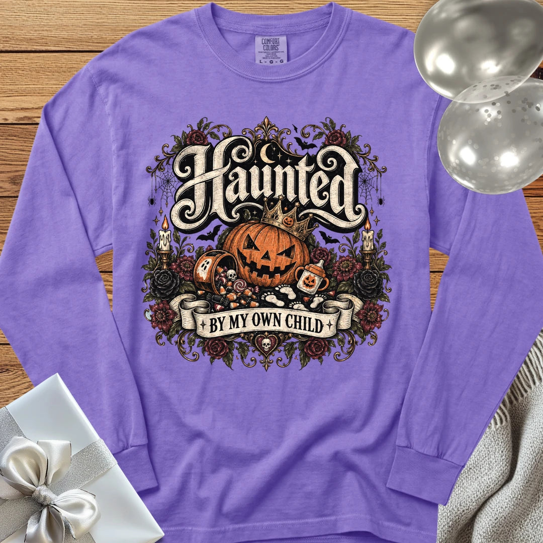 Haunted By My Own Child - Premium Halloween Parenting Long Sleeve T-Shirt - Violet