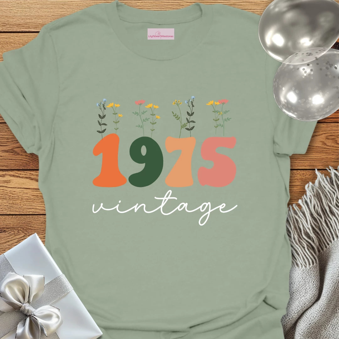 1975 Vintage (Wildflowers) - 50th Birthday T-Shirt