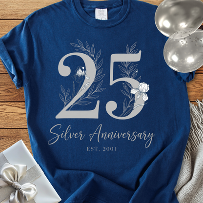 Silver Wedding Anniversary, Est 2001 - Premium 25th Wedding Anniversary T-Shirt