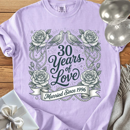 30 Years of Love, Married Since 1996 - Premium 30th Wedding Anniversary T-Shirt