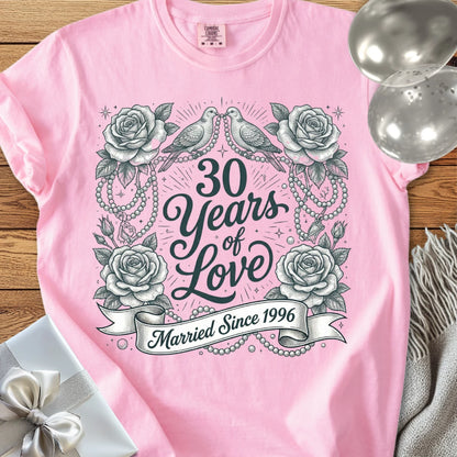 30 Years of Love, Married Since 1996 - Premium 30th Wedding Anniversary T-Shirt