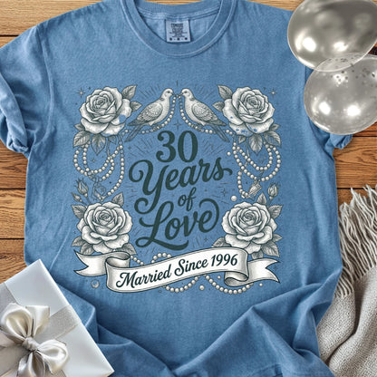 30 Years of Love, Married Since 1996 - Premium 30th Wedding Anniversary T-Shirt