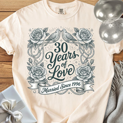 30 Years of Love, Married Since 1996 - Premium 30th Wedding Anniversary T-Shirt