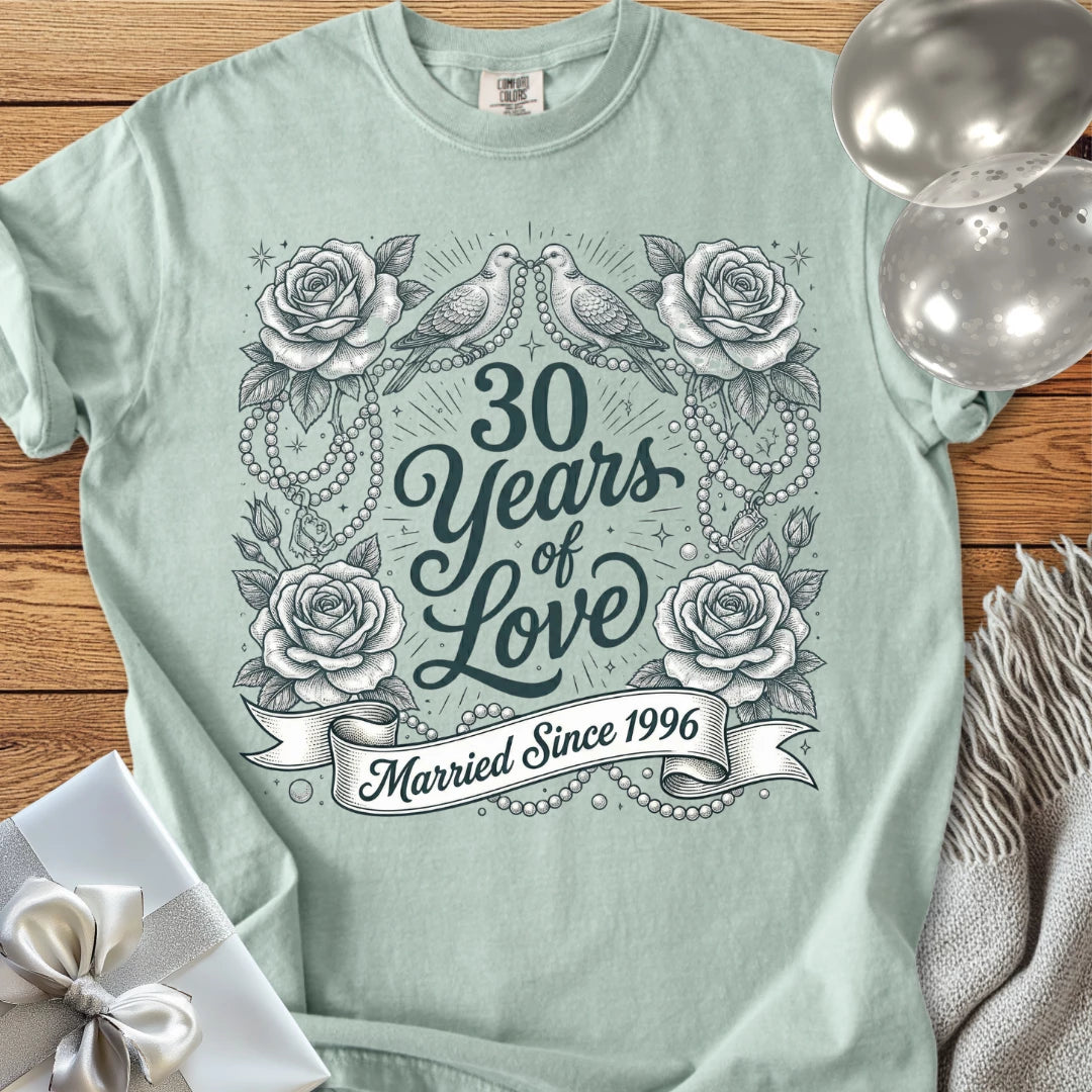 30 Years of Love, Married Since 1996 - Premium 30th Wedding Anniversary T-Shirt