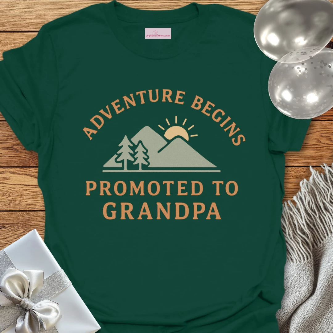 Adventure Begins, Promoted to Grandpa T-Shirt