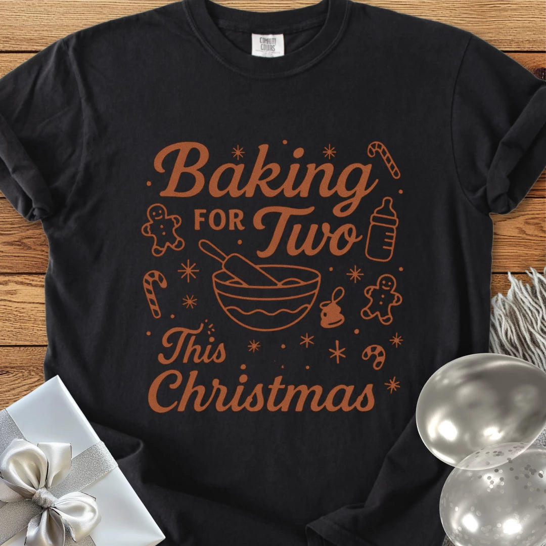 Baking for Two This Christmas - Premium Christmas Pregnancy T-Shirt