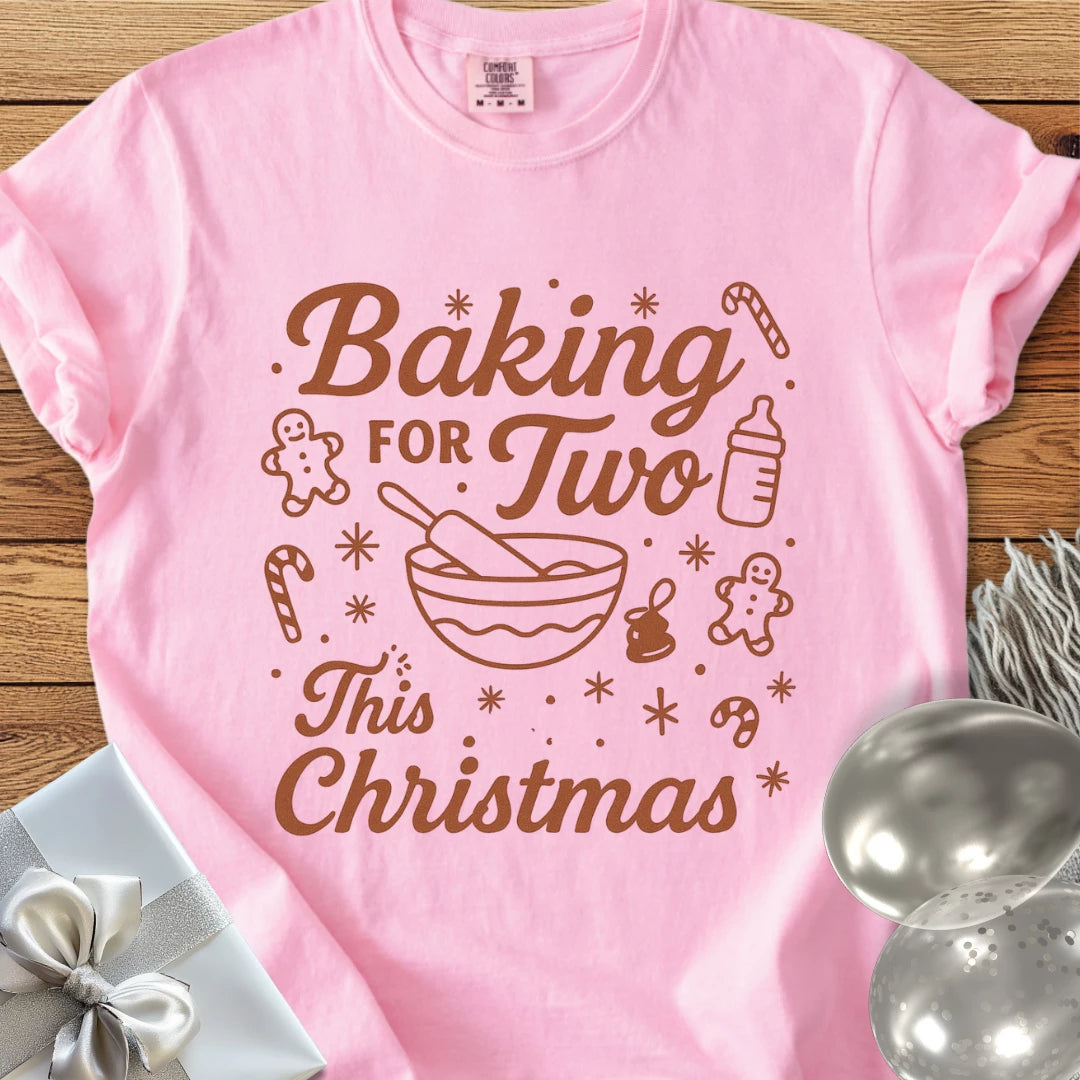 Baking for Two This Christmas - Premium Christmas Pregnancy T-Shirt