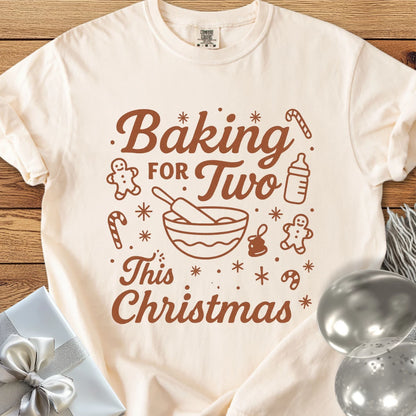 Baking for Two This Christmas - Premium Christmas Pregnancy T-Shirt