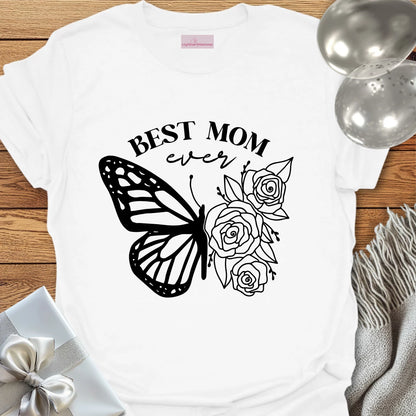 Best Mom Ever Floral Butterfly T-Shirt
