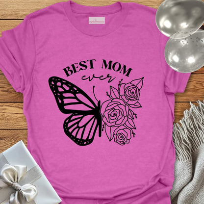 Best Mom Ever Floral Butterfly T-Shirt