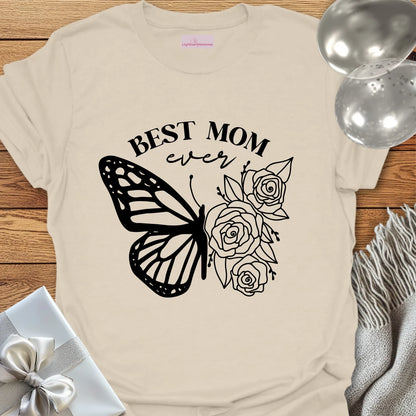 Best Mom Ever Floral Butterfly T-Shirt