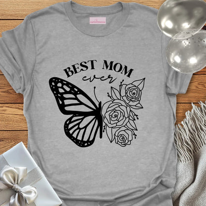 Best Mom Ever Floral Butterfly T-Shirt