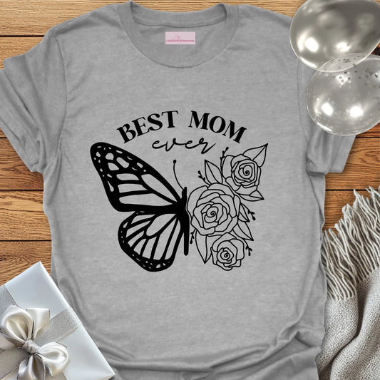 Best Mom Ever Floral Butterfly T-Shirt