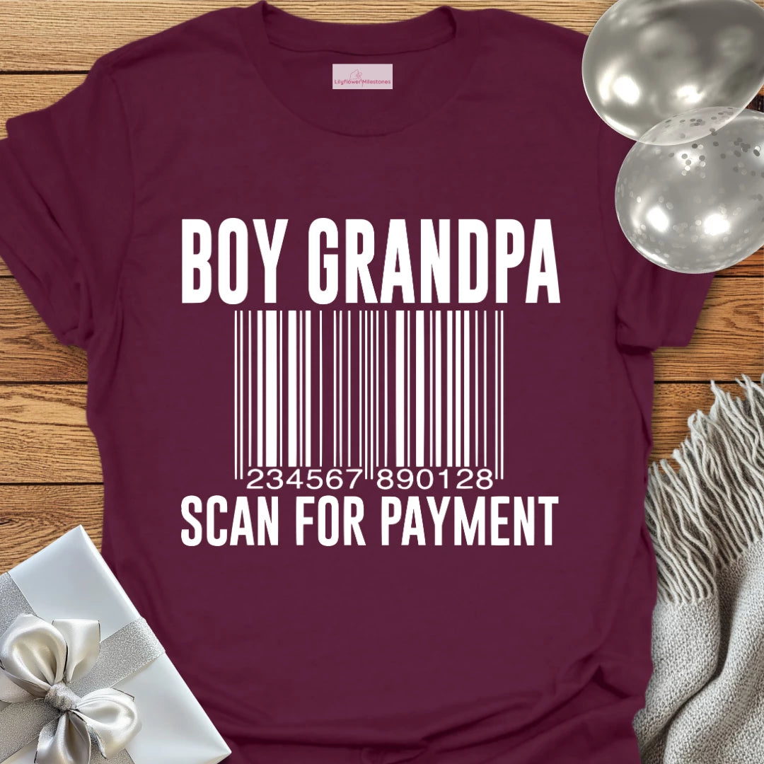 Boy Grandpa, Scan for Payment - Parenting T-Shirt
