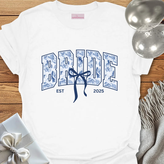 Bride Floral Varsity Wedding T-Shirt