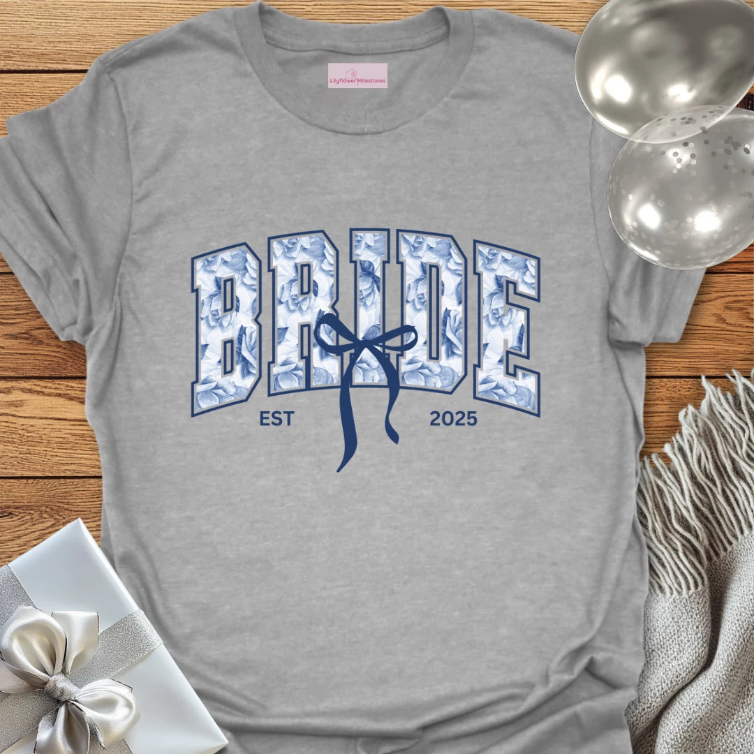 Bride Floral Varsity Wedding T-Shirt