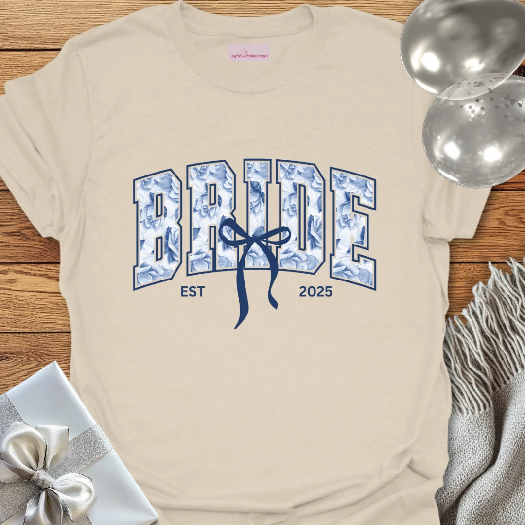 Bride Floral Varsity Wedding T-Shirt