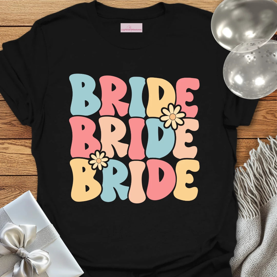 Bride (Groovy Floral) - Bridal Party T-Shirt