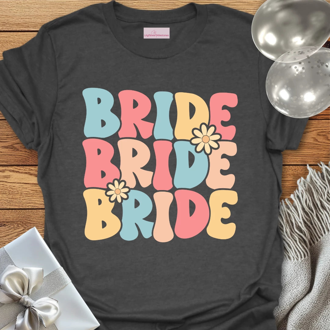 Bride (Groovy Floral) - Bridal Party T-Shirt