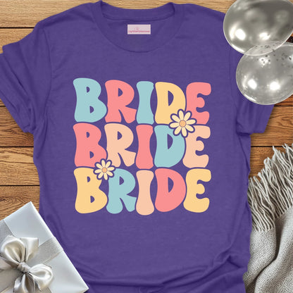 Bride (Groovy Floral) - Bridal Party T-Shirt