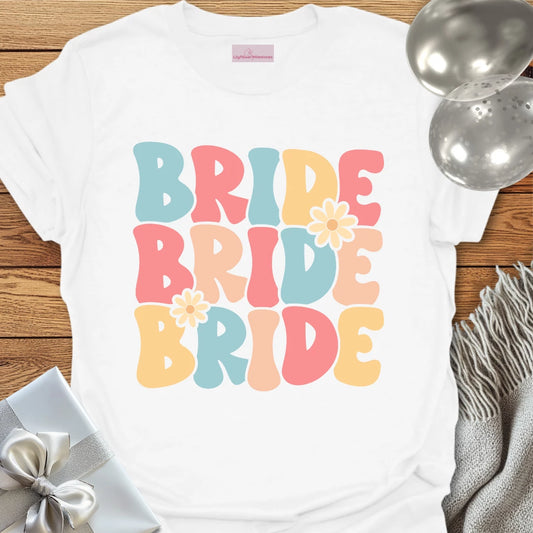 Bride (Groovy Floral) - Bridal Party T-Shirt