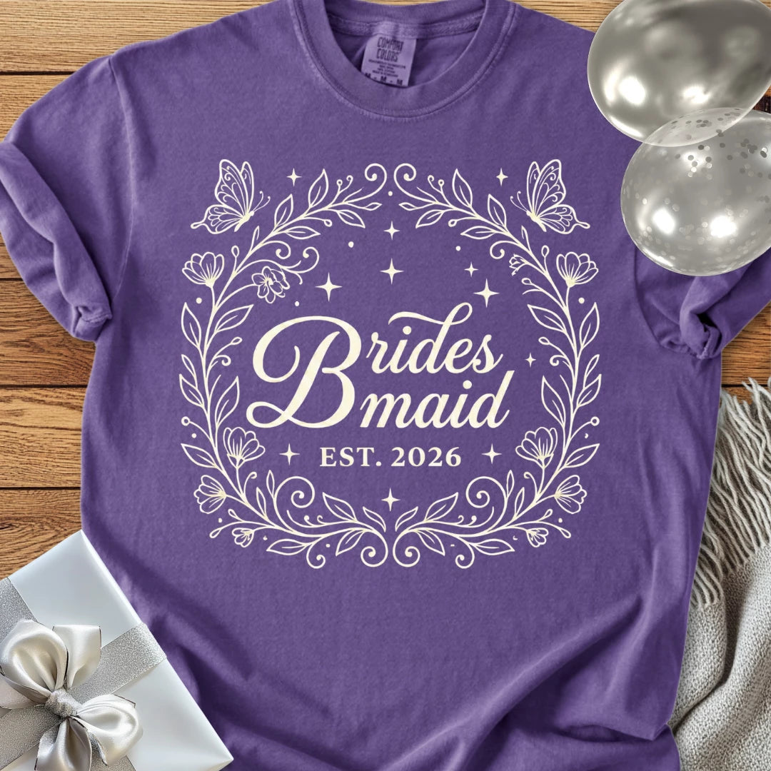Bridesmaid, Est 2026 - Premium Wedding T-Shirt