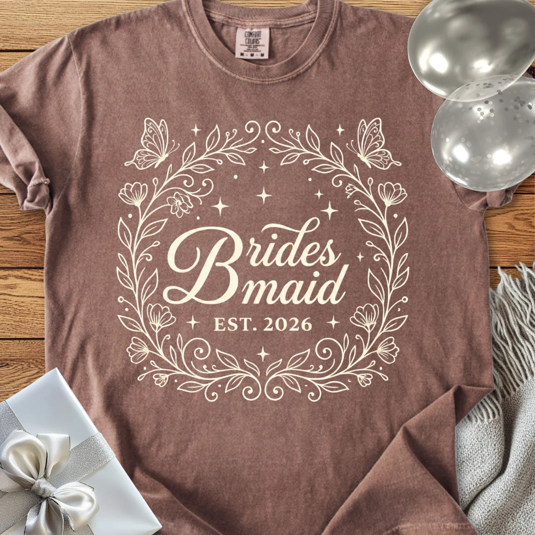 Bridesmaid, Est 2026 - Premium Wedding T-Shirt