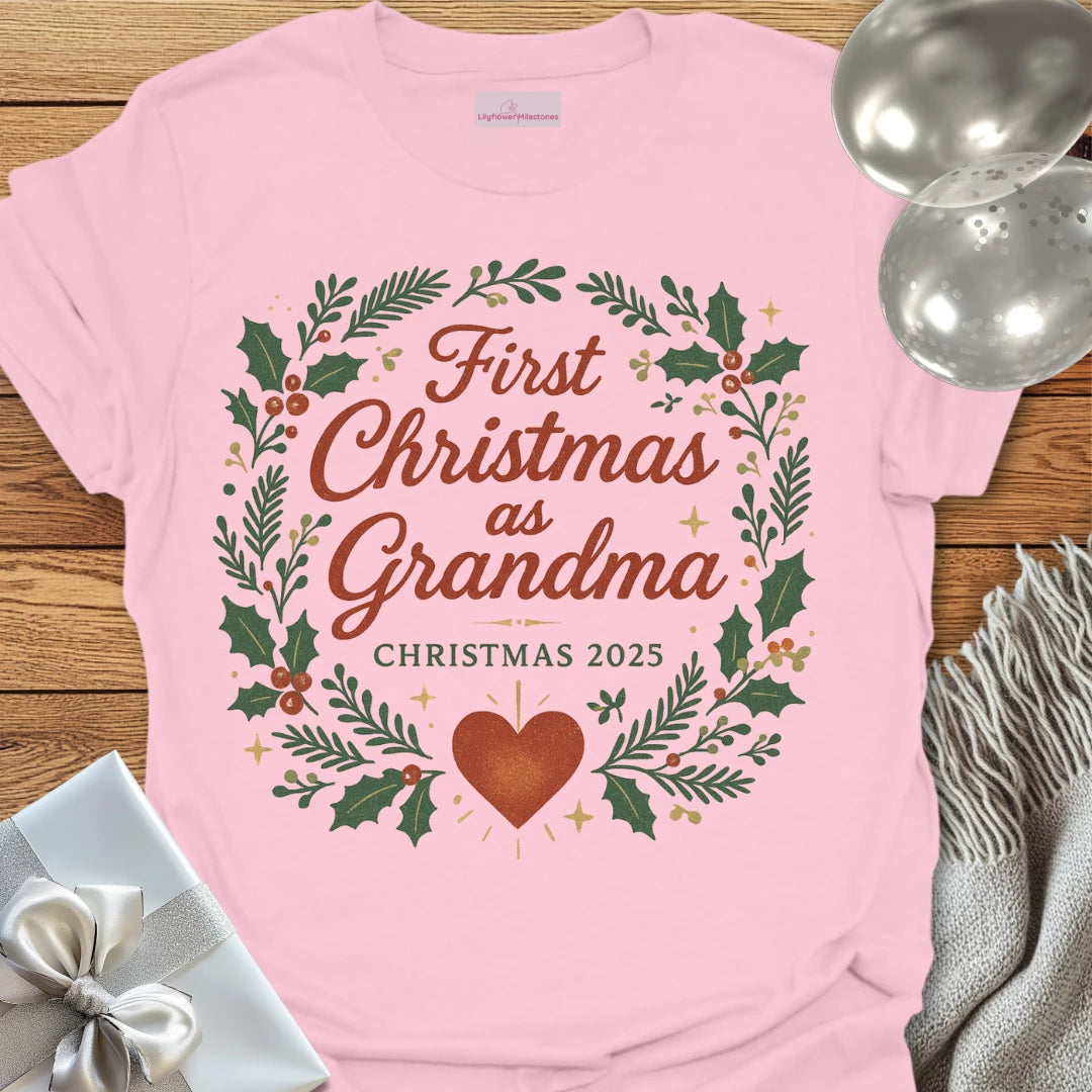 First Christmas as Grandma, Christmas 2025 - Christmas T-Shirt