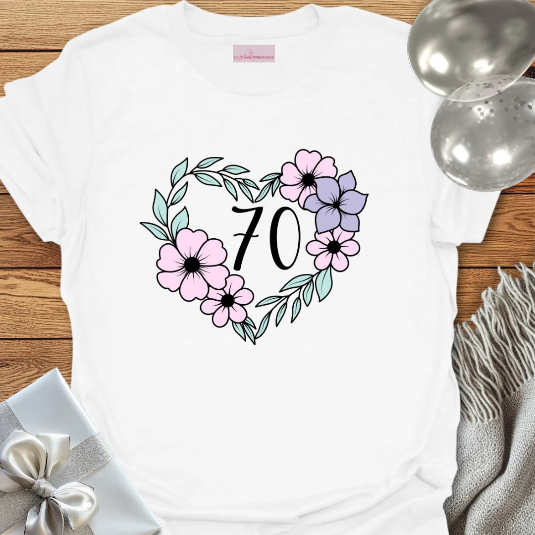 Floral Heart - 70th Birthday T-Shirt