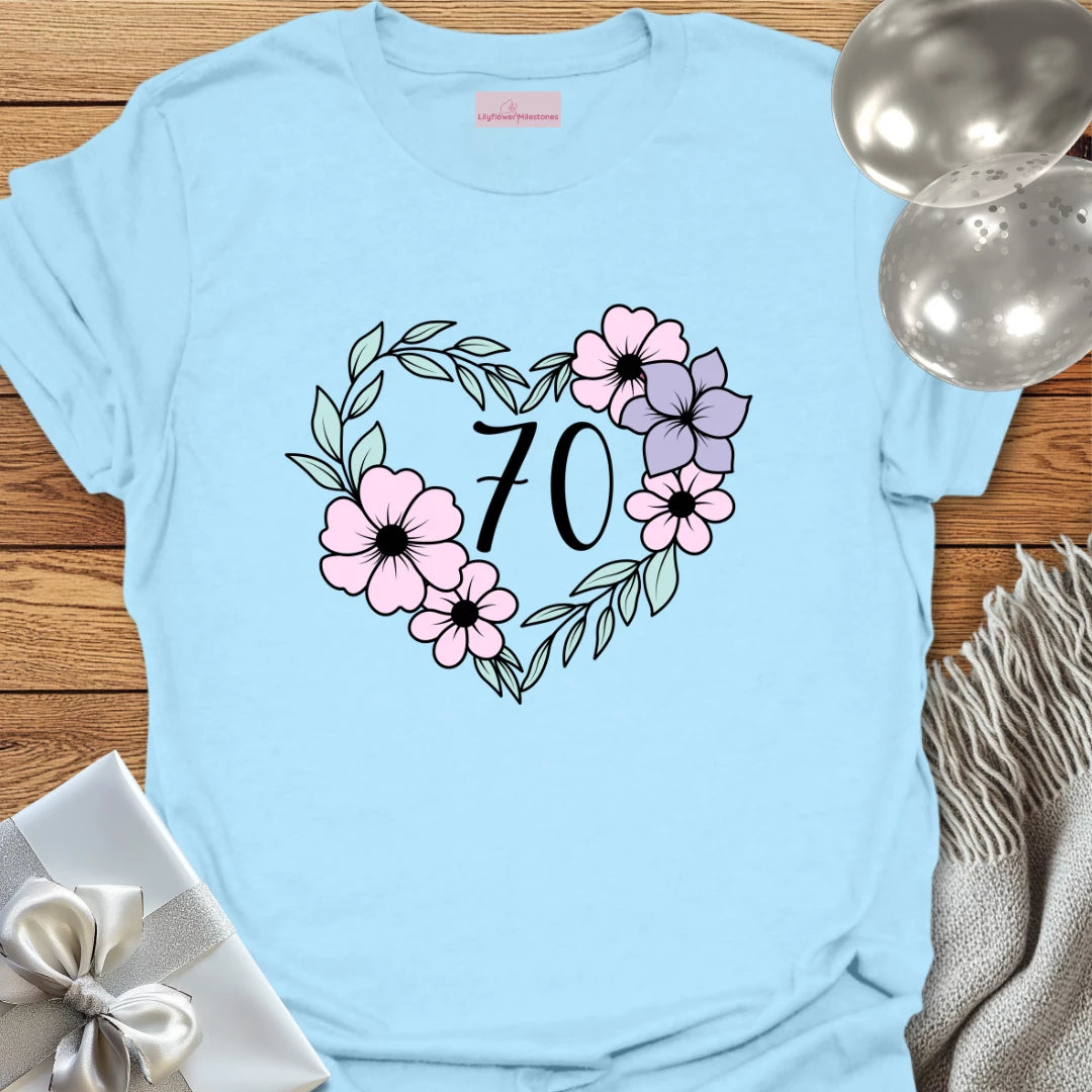 Floral Heart - 70th Birthday T-Shirt