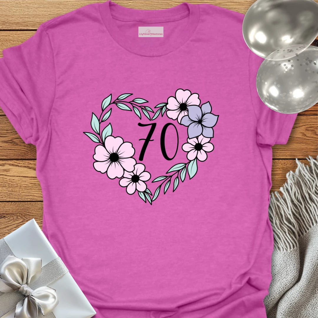 Floral Heart - 70th Birthday T-Shirt