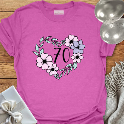 Floral Heart - 70th Birthday T-Shirt