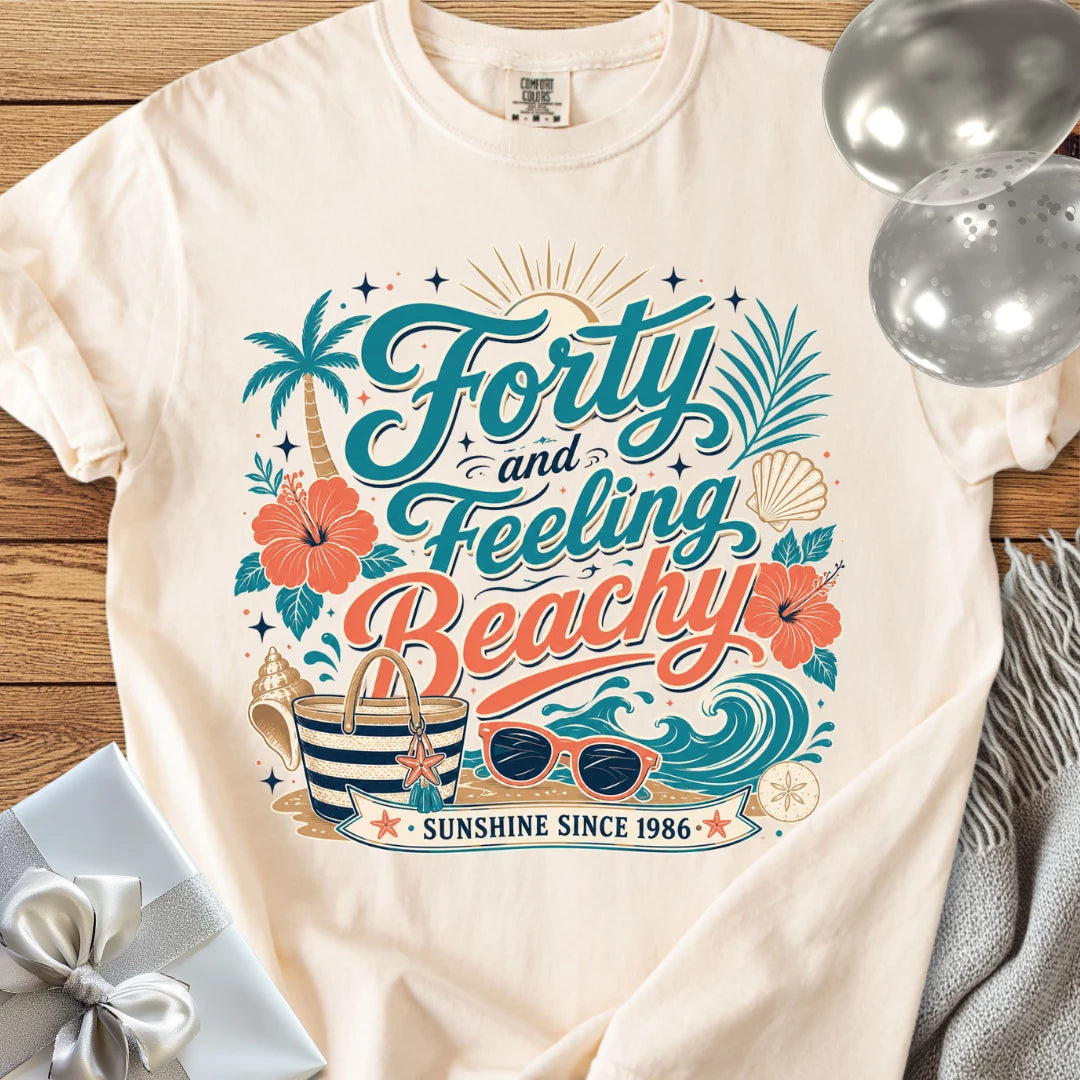 Forty and Feeling Beachy, Sunshine Since 1986 - Premium 40th Birthday T-Shirt
