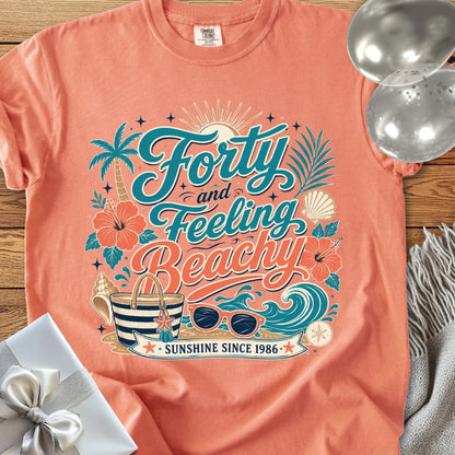 Forty and Feeling Beachy, Sunshine Since 1986 - Premium 40th Birthday T-Shirt