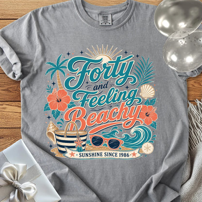 Forty and Feeling Beachy, Sunshine Since 1986 - Premium 40th Birthday T-Shirt