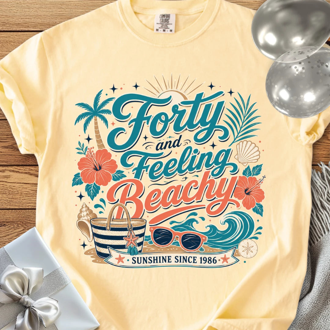 Forty and Feeling Beachy, Sunshine Since 1986 - Premium 40th Birthday T-Shirt