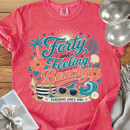 Forty and Feeling Beachy, Sunshine Since 1986 - Premium 40th Birthday T-Shirt