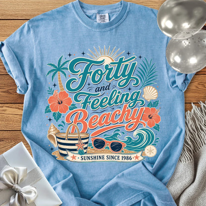 Forty and Feeling Beachy, Sunshine Since 1986 - Premium 40th Birthday T-Shirt