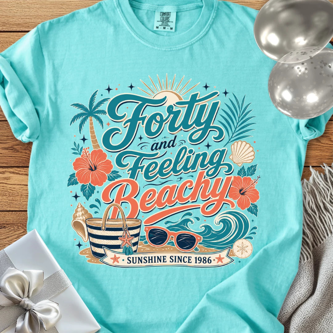 Forty and Feeling Beachy, Sunshine Since 1986 - Premium 40th Birthday T-Shirt