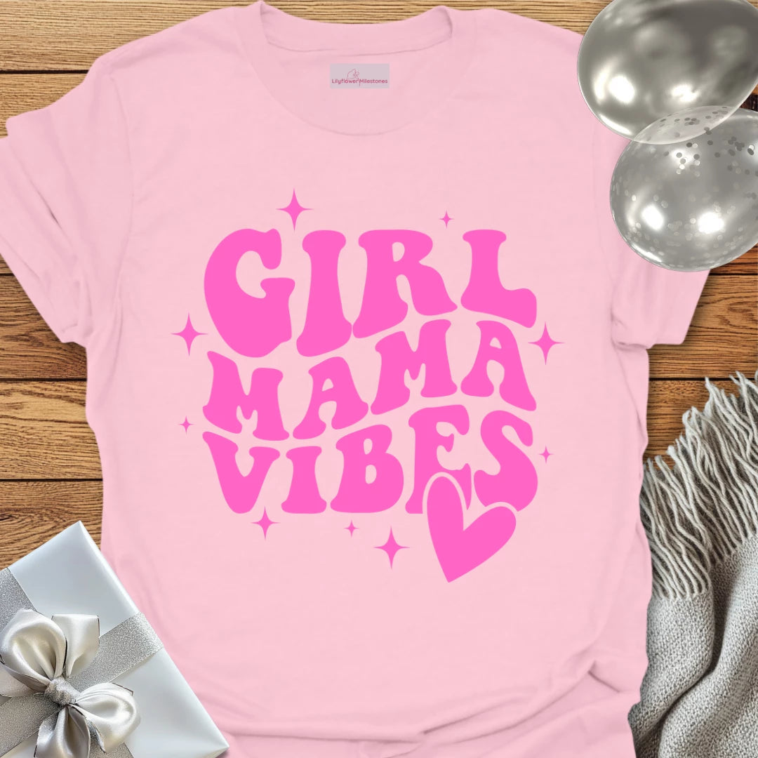 Girl Mama Vibes (wavy text) - Pregnancy T-Shirt