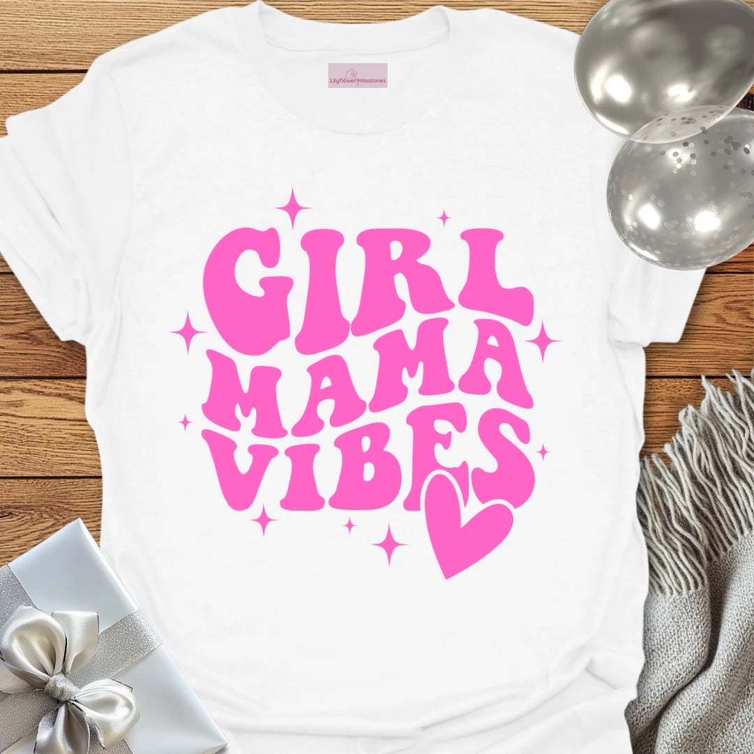 Girl Mama Vibes (wavy text) - Pregnancy T-Shirt