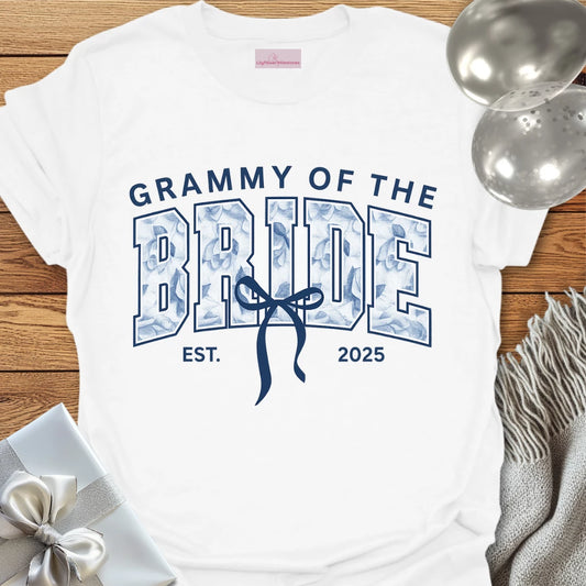 Grammy of the Bride Floral Varsity Wedding T-Shirt