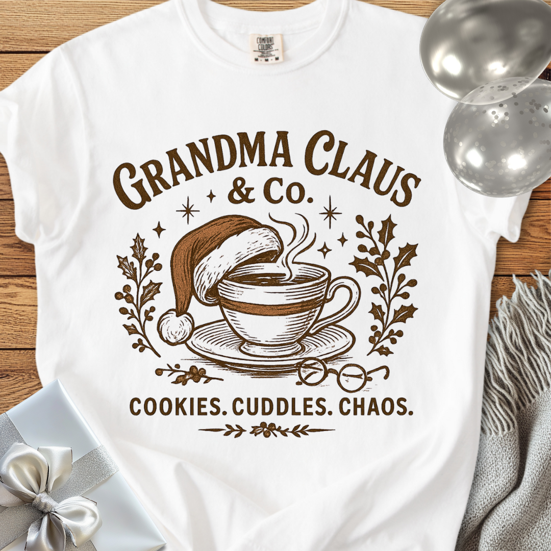 Grandma Claus & Co. Cookies. Cuddles. Chaos - Premium Christmas T-Shirt