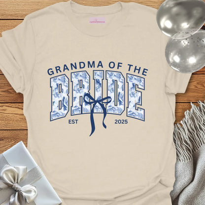 Grandma of the Bride Floral Varsity Wedding T-Shirt